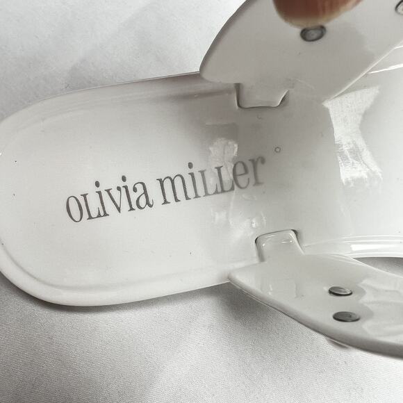 Olivia Miller Women's OMRA White Jelly Double Strap Sandal Slide Size 6 Pearls - Picture 6 of 8